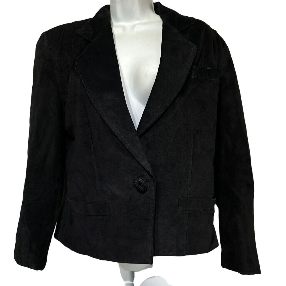 dana brooke black silky suede jacket Size 6